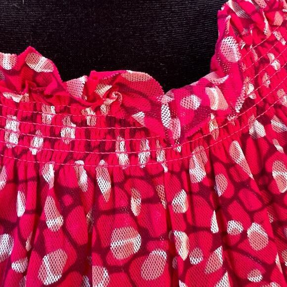 Express women’s size M casual top, elastic neckline pink with dots - Picture 6 of 8